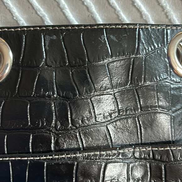 Wilson’s Leather Black Croc Embossed Travel Tote Bag Y2K - Picture 9 of 12